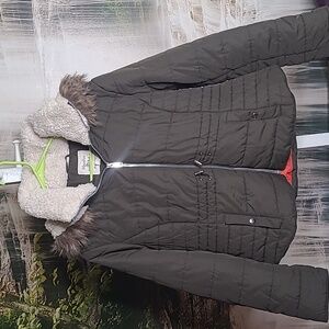 Maralyn and Me Women XL puffy acrylic lined stylish warm winter jacket Gray